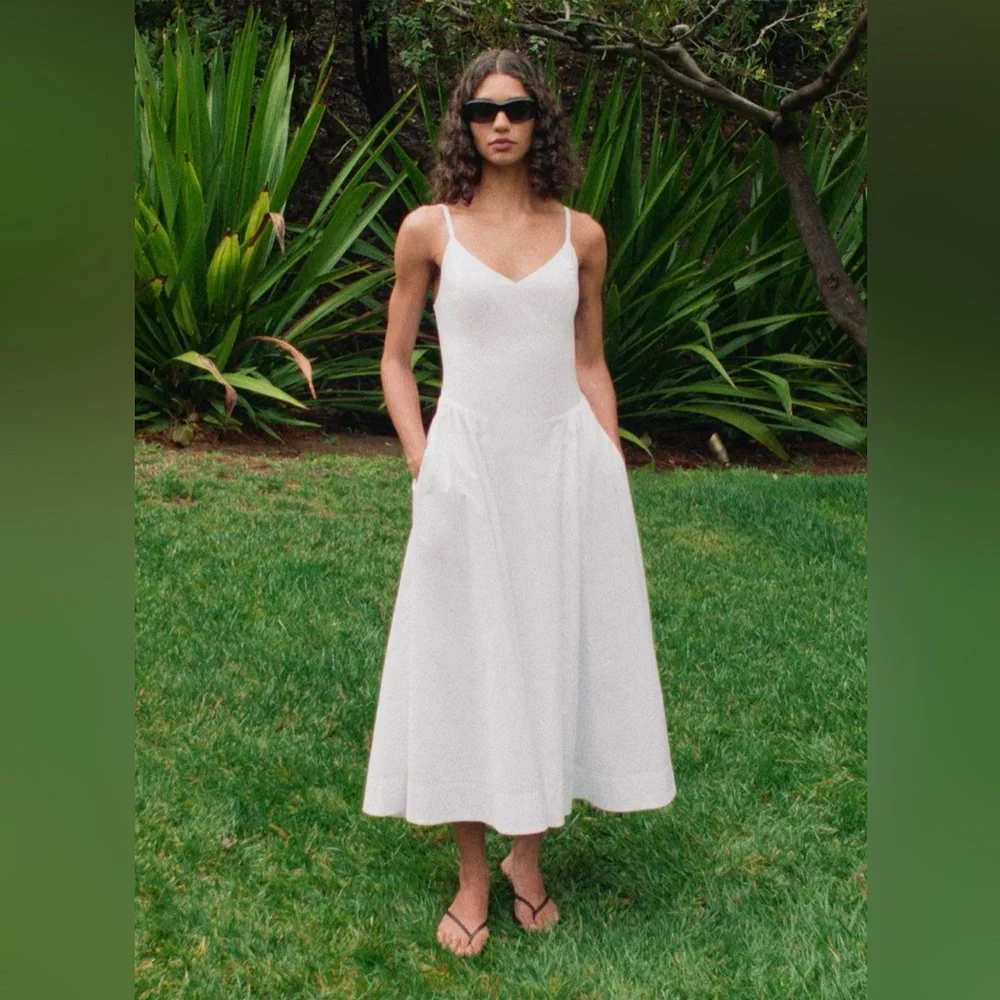Babaton Technique Poplin Maxi Dress Sz 0 Light Blue - Picture 13 of 15